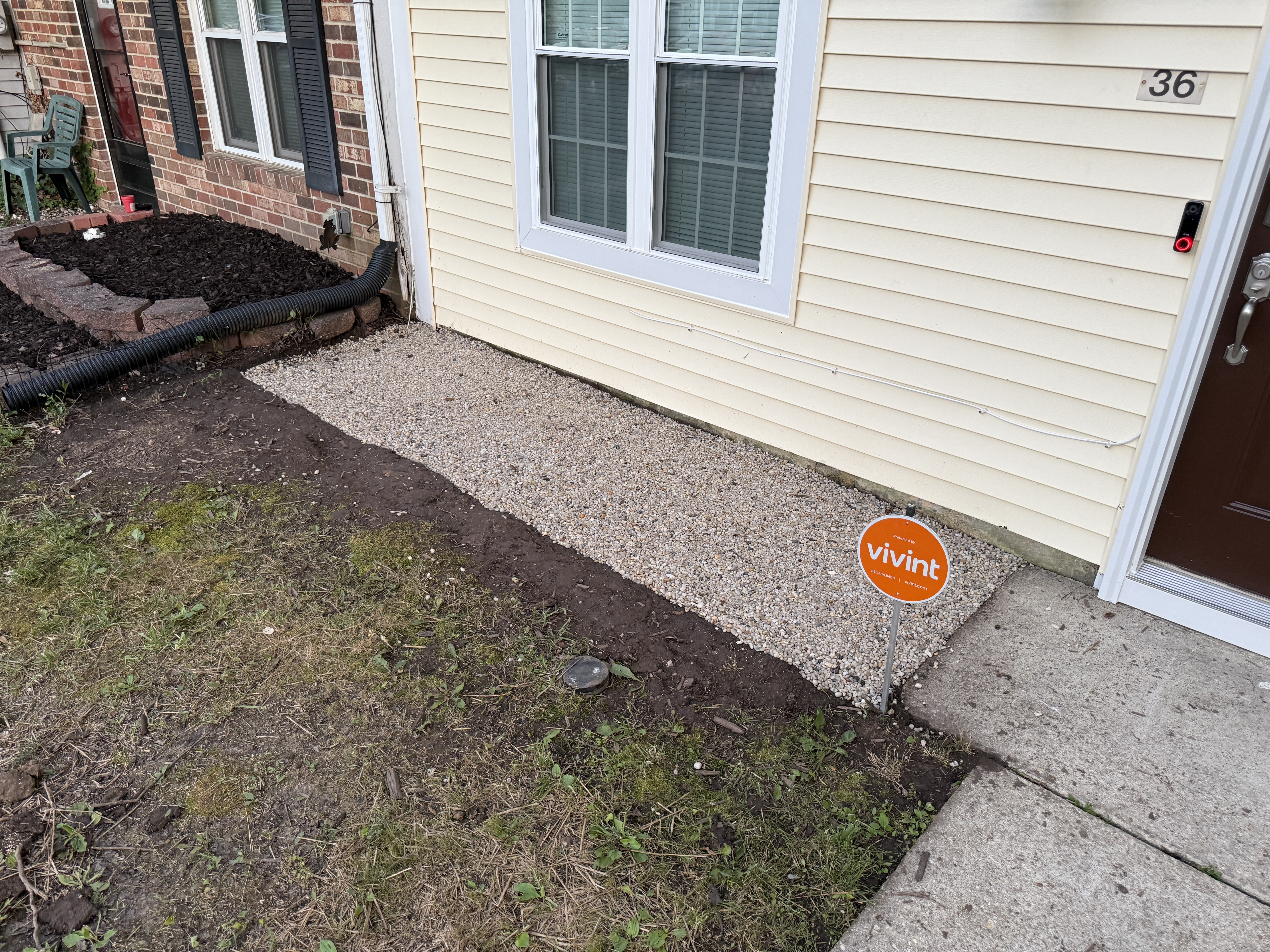 Clean gravel and stone installation after landscaping