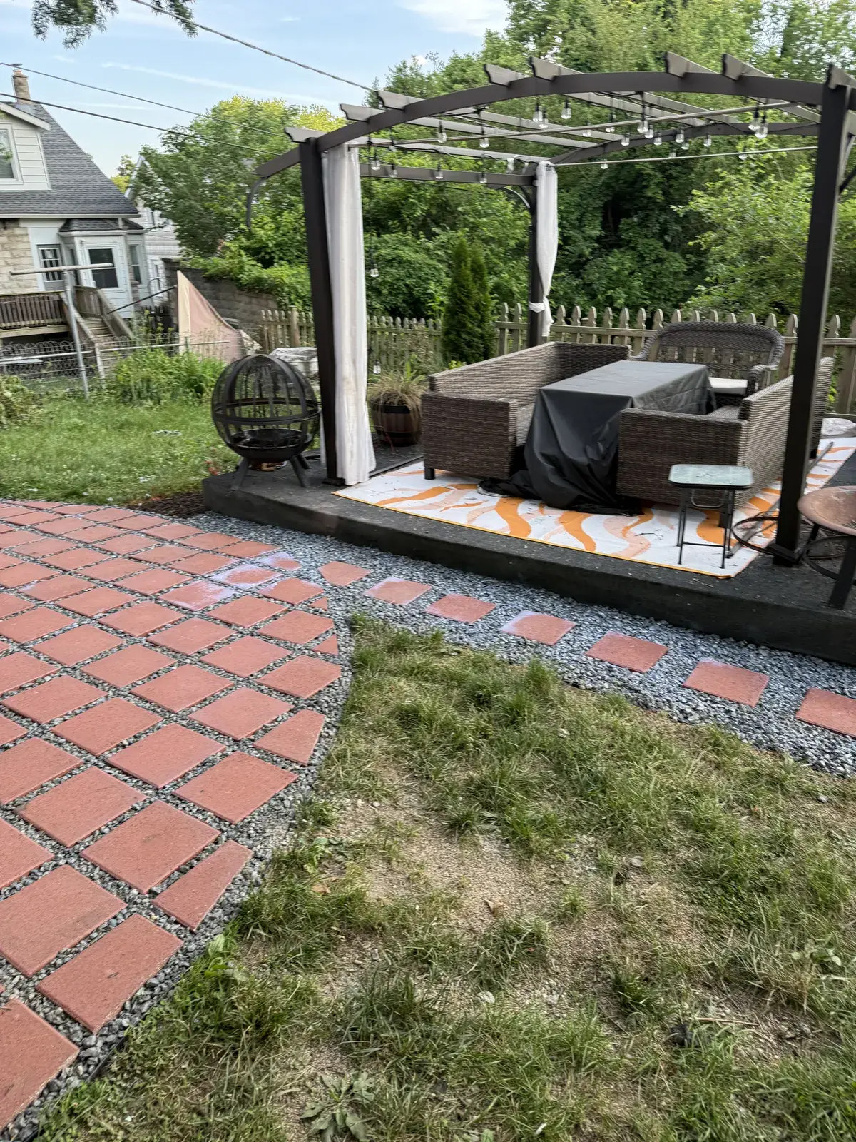 Completed residential paver and hardscape installation